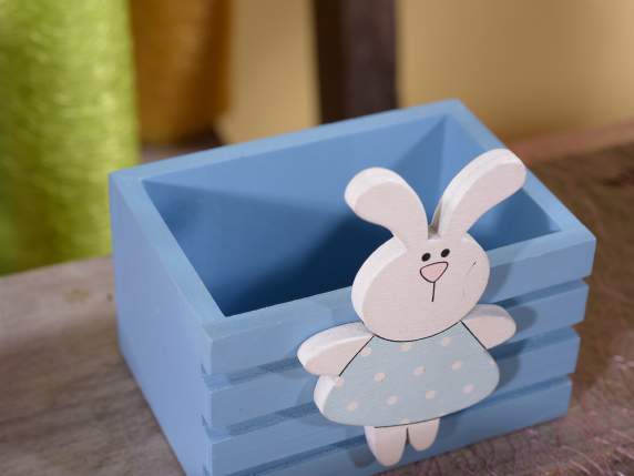 Wooden fence basket with bunny