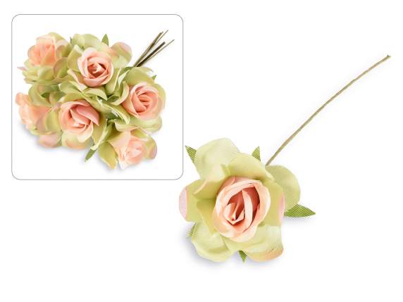 Trandafir din material bicolor cu tulpină modelabilă