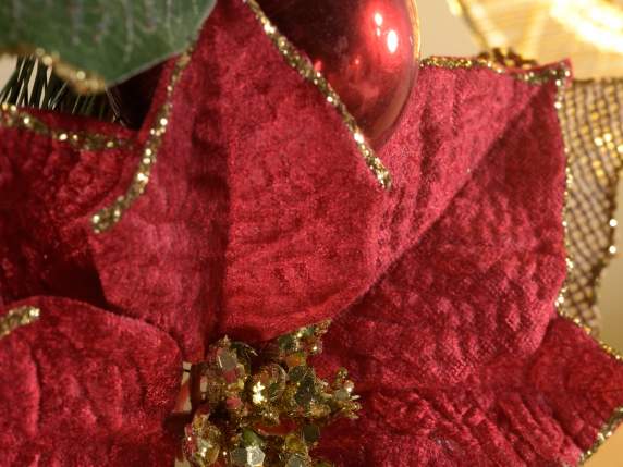 Suport de lumânare metalic cu stea de Crăciun, fructe de păd