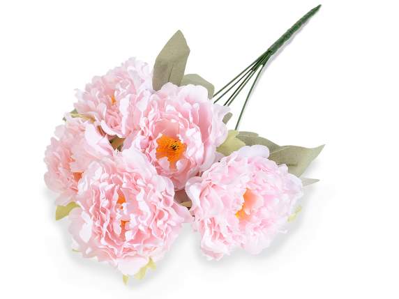 Fabric bouquet of artificial peonies