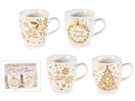 Pack de 2 tazas de porcelana con adornos dorados Twinkle Xm