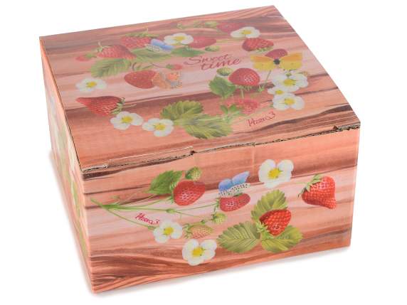 Taza de porcelana con platillo Fresas con caja de regalo