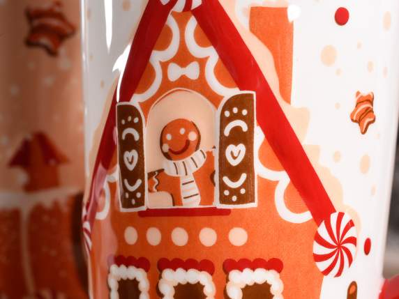 Cana din ceramica lucioasa Biscottini cu decoratiuni in re