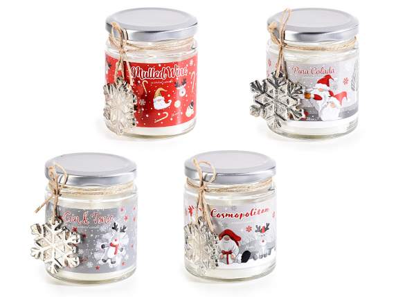 Scented candle in glass jar Snow Holiday on display