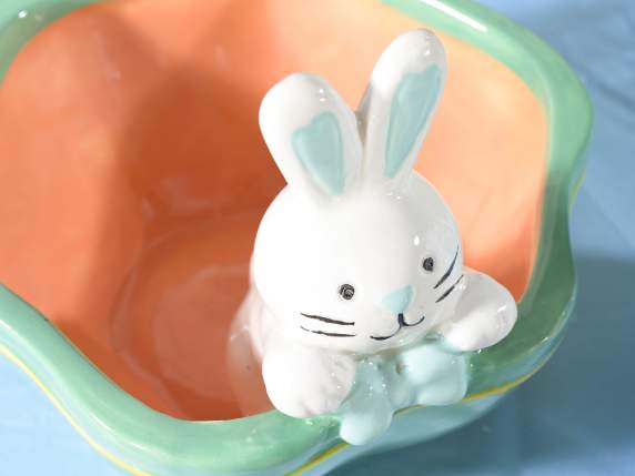 Recipient din ceramică colorată cu animal de Paște