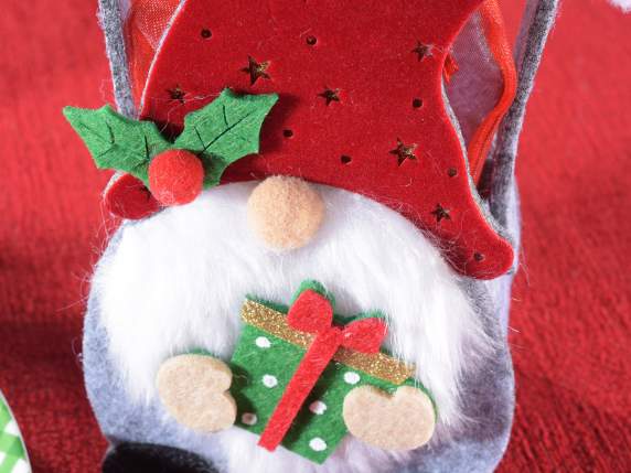 Geantă din pânză de Moș Crăciun cu barbă moale și decorațiun