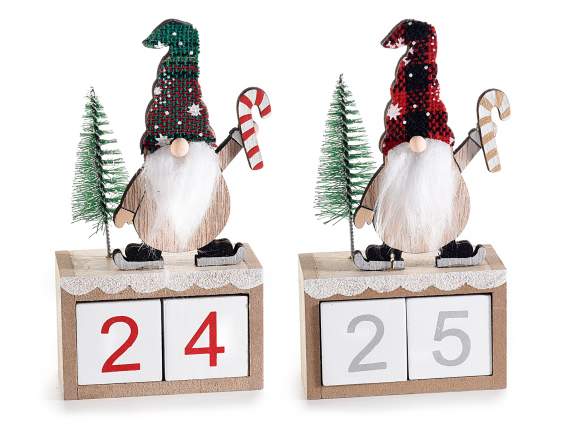 Calendario perpetuo in legno con decorazioni natalizie