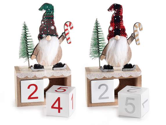 Calendario perpetuo in legno con decorazioni natalizie