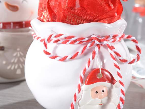 Vaso in ceramica con fiocchetto e ciondolo natalizio