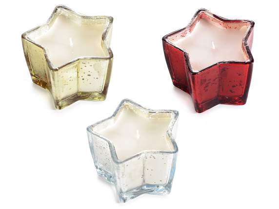 Bougie parfumée étoile dans un pot en verre coloré
