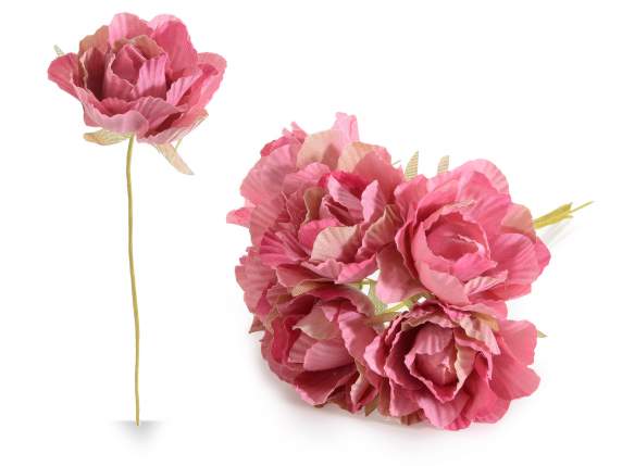 Rose artificielle en tissu rose antique