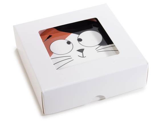 4er-Pack Untersetzer aus glänzender Keramik Lustige Katzen