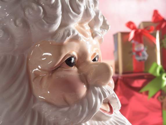 Barattolo alimentare a Babbo Natale in ceramica con pigne