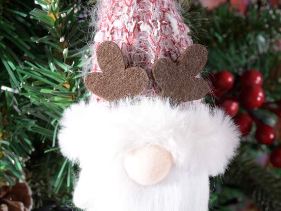 Babbo Natale con corna di renna e luci LED da appendere
