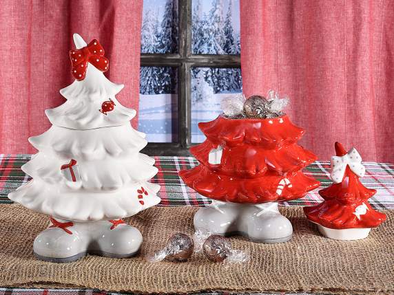Barattolo albero di Natale in ceramica colorata lucida