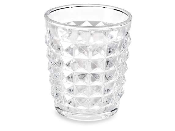 Bicchiere da tavola in vetro trasparente lavorato
