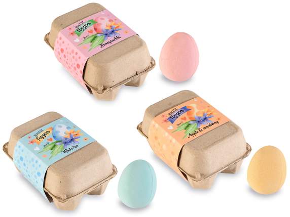 Conf. regalo 6 bombe da bagno colorate a uovo 60gr in espo