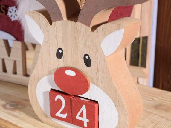 Calendario perpetuo in legno a renna con dadi estraibili