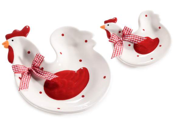 Set 2 piattini decorativi in ceramica a gallinella c-fiocco
