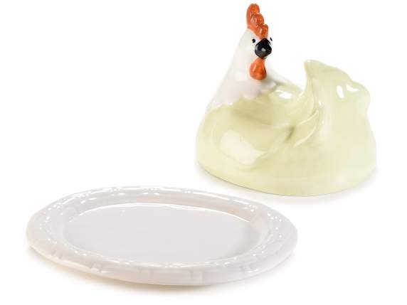 Piatto alimentare in ceramica con coperchio a gallinella