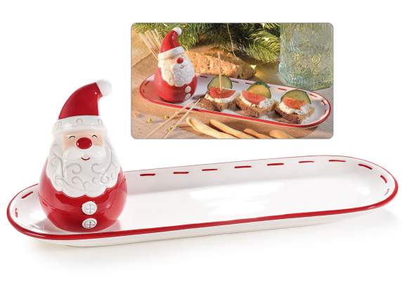 Set p-stuzzicadenti Babbo Natale e piatto aperitivo ceramica