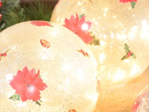Set de 3 lámparas esfera de cristal decoradas con luces LED