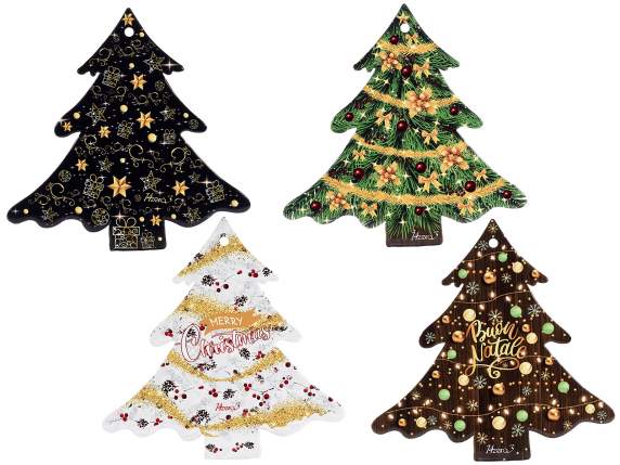 Salvamanteles árbol de Navidad de cerámica brillo y base de