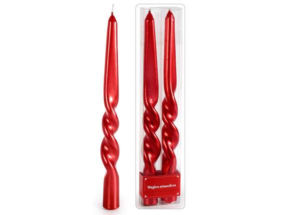 Red torchon candle, in box of 2 pieces