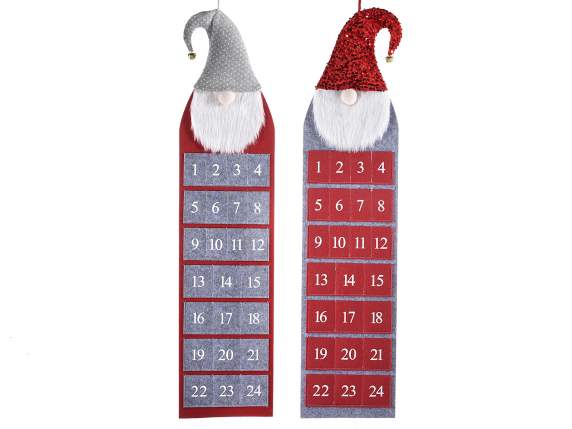 Calendario de adviento con Papa Noel en tela para colgar