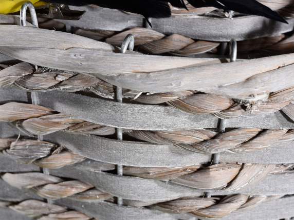 Set de 2 cestas de madera con asas y tejido interior
