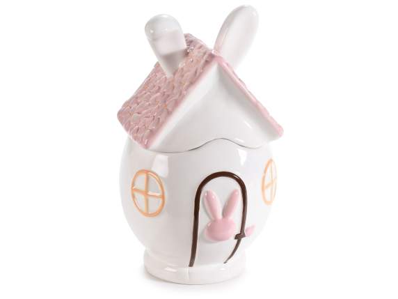 Recipiente de cerámica para tartas de la casa con conejo