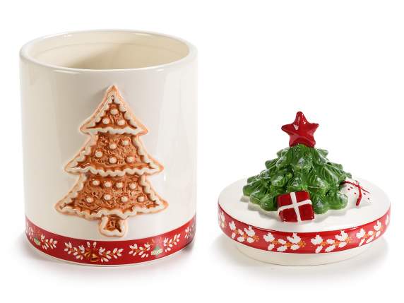 Pot de nourriture en céramique avec le Père Noël et larbre