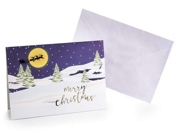 Carte de voeux pop-up de Noël avec enveloppe et étiquette