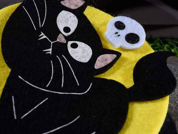 Sac à main Halloween en tissu avec chat noir