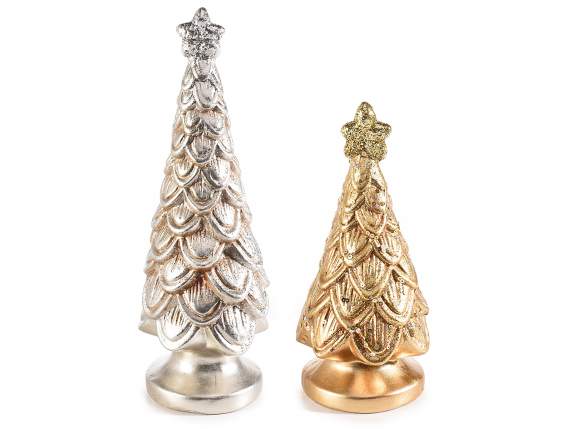 Set of 2 metallic effect terracotta Christmas trees