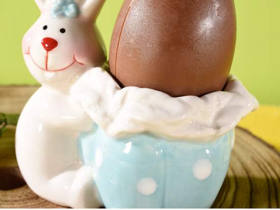 Glossy ceramic food egg cup with bunny