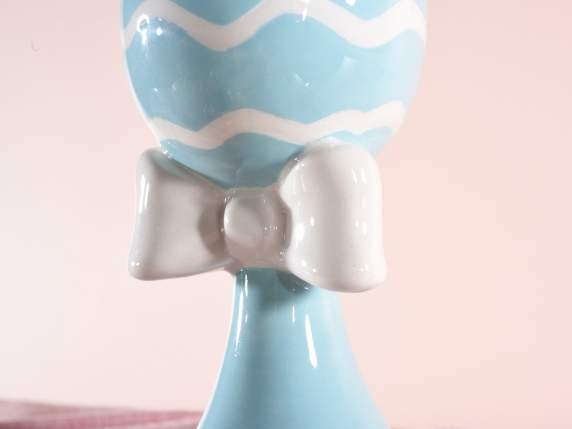 Colored ceramic food egg cup with bow