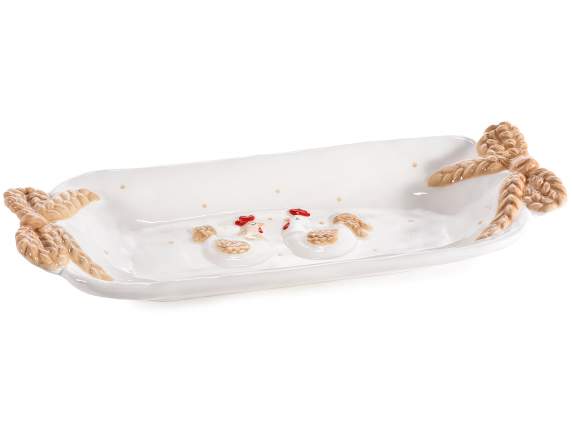 Gallinella ceramic food tray with relief decorations