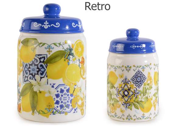 Set of 2 ceramic food jars AgrumiDelMediterraneo