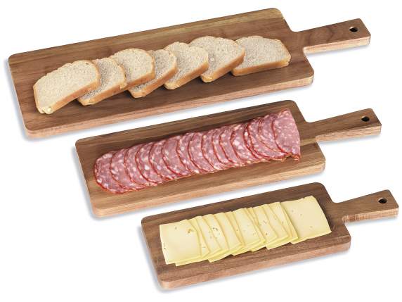 Set of 3 acacia wood cutting boards with handle with hole