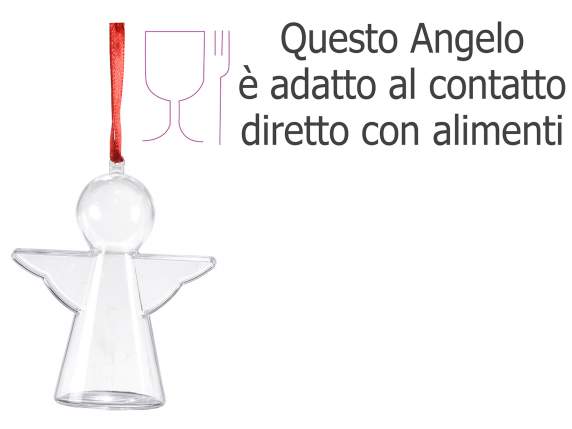 Transparent opening angel with ribbon to hang