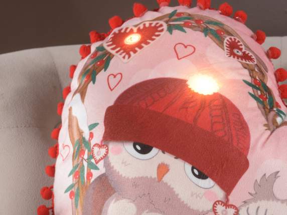 Padded cushion with removable cover with Winter Love led l