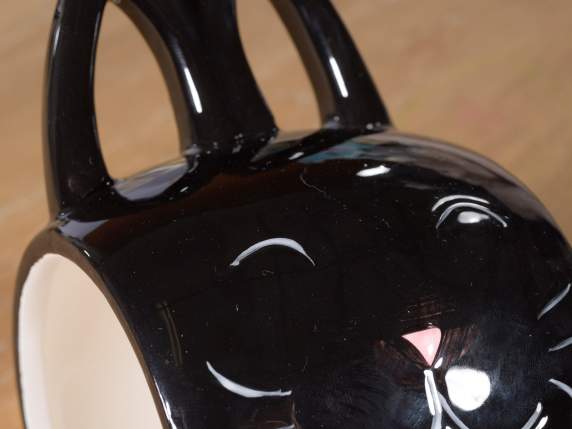 Animal ceramic mug with ear-shaped handle