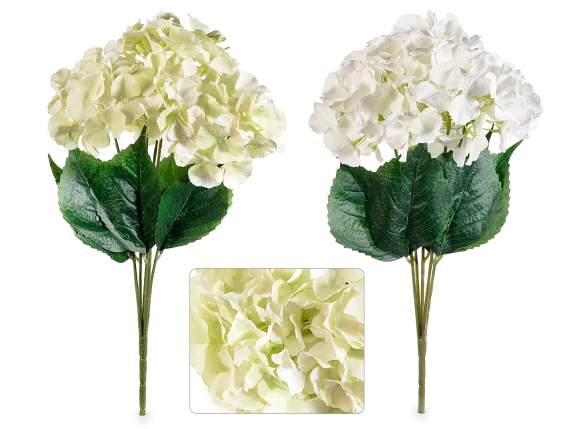 Bunch of 3 branches of artificial hydrangea in fabric