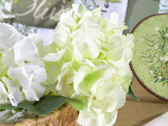 Bunch of 3 branches of artificial hydrangea in fabric