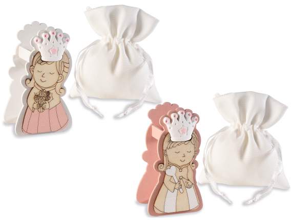 Wooden princess w-plaster crown and bag w-tie