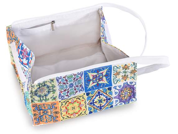 Beauty case in Maiolica fabric with zip handle and pocket
