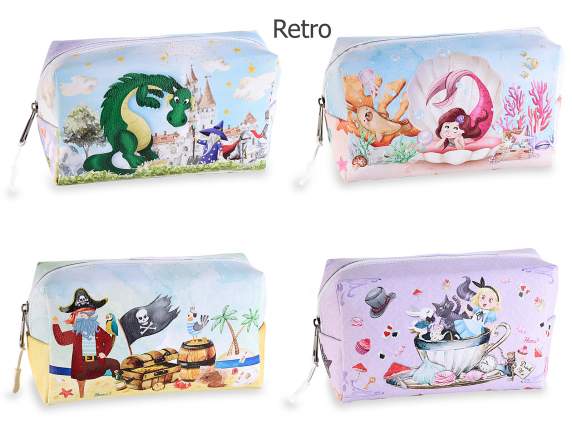 Beauty case in imitation leather with Fairy tales print an