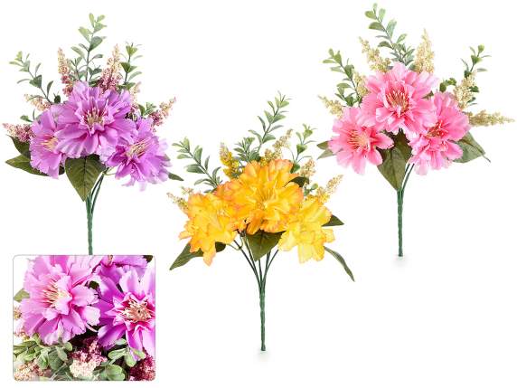 Bunch of artificial flowers and leaves