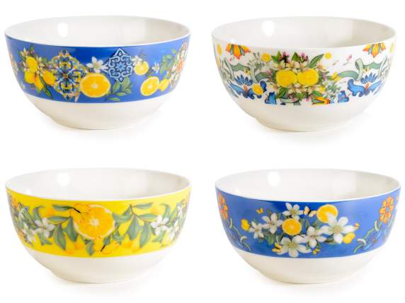Porcelain bowl decorated Citrus fruits of the Mediterranean